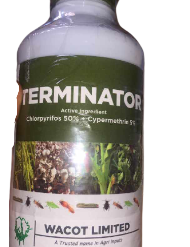 Terminator insecticide (50% Chlorpyrifos and Cypermethrin 5%)