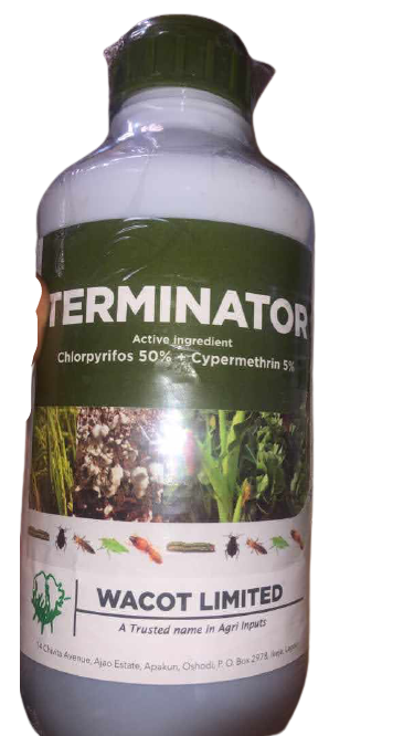 Terminator insecticide (50% Chlorpyrifos and Cypermethrin 5%)