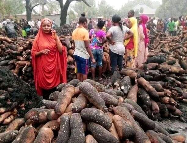 fire destroys yam barns in plateau state