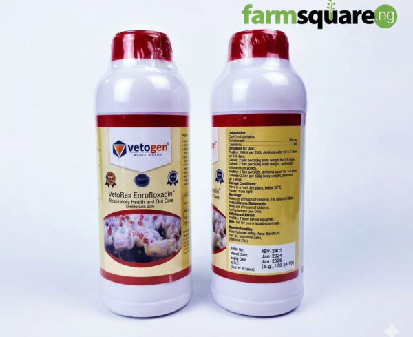 Vetorex enrofloxacin oral solution for poultry and livestock bacterial infections